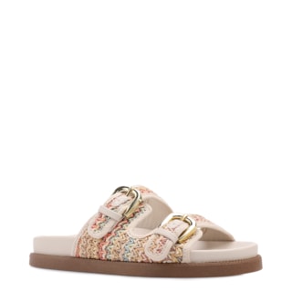 Off White Alt acabamento Ráfia Multicolor  Fivela