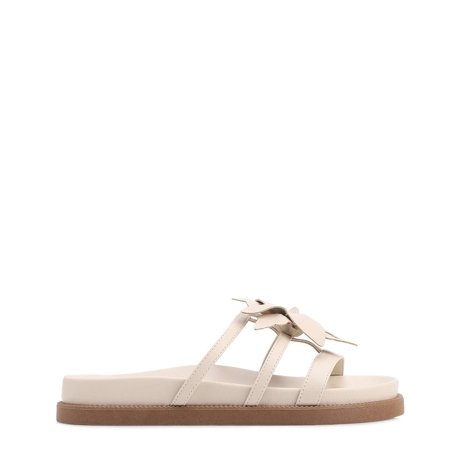 Papete Off White Alt/Couro Aplique Flor