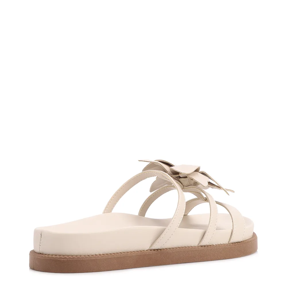 Papete Off White Alt/Couro Aplique Flor - imagem 3
