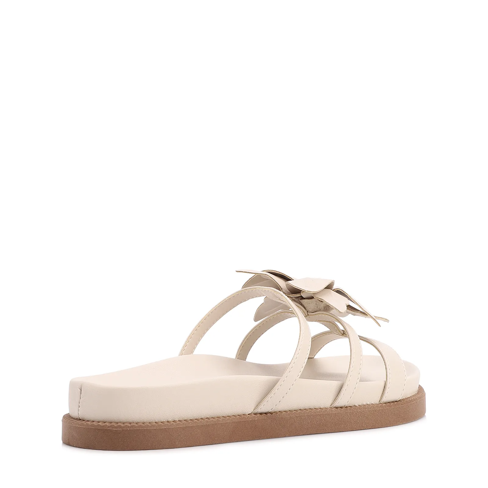 Papete Off White Alt/Couro Aplique Flor