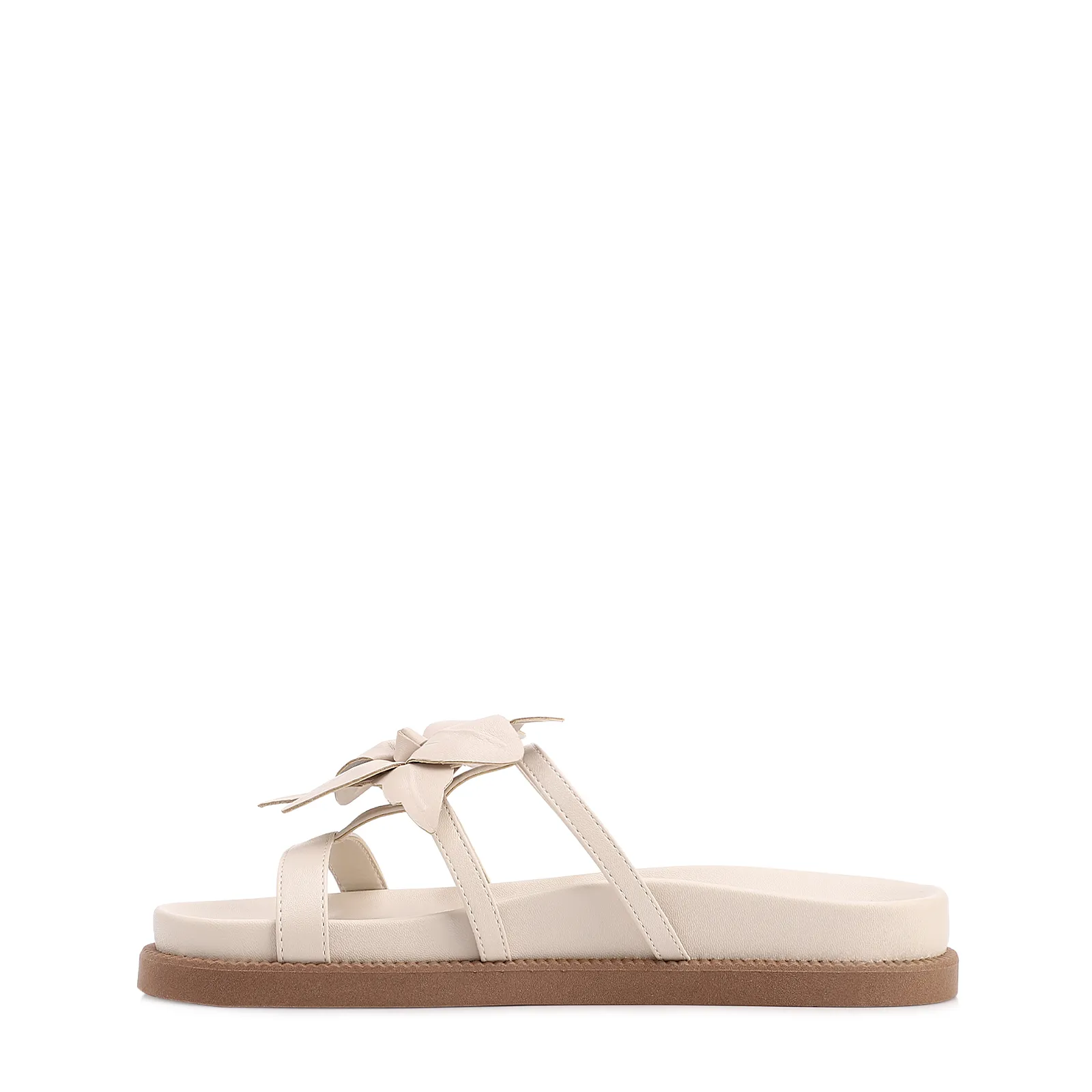 Papete Off White Alt/Couro Aplique Flor