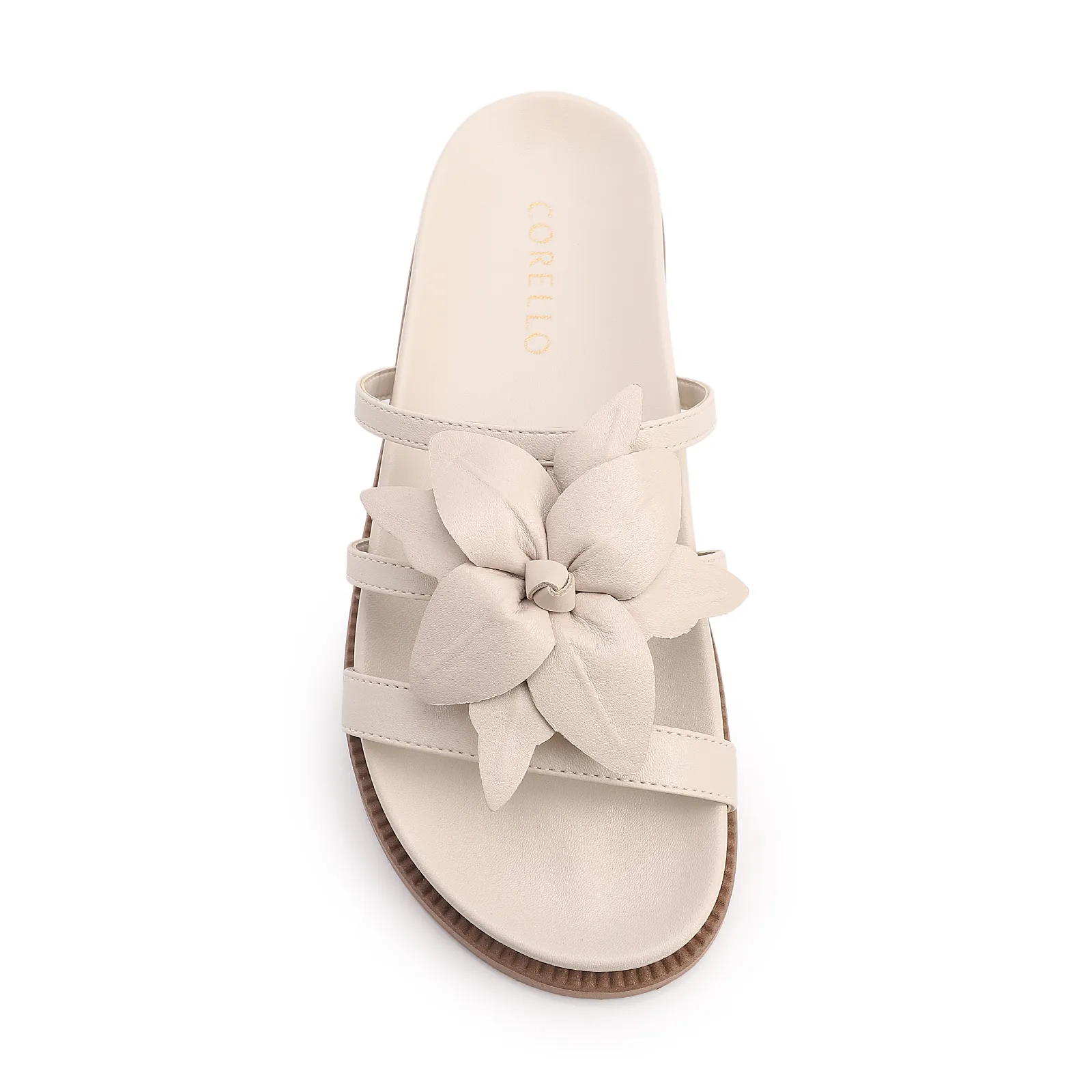 Papete Off White Alt/Couro Aplique Flor