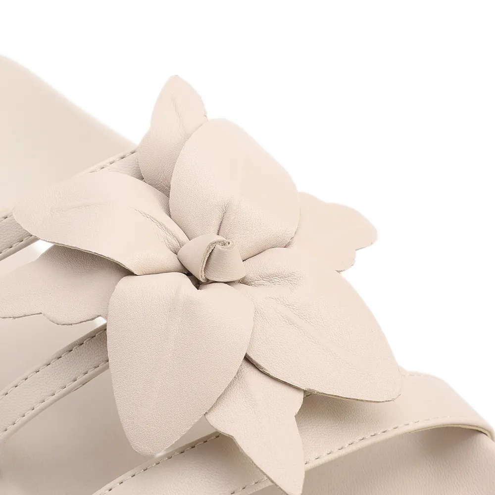 Papete Off White Alt/Couro Aplique Flor - imagem 7