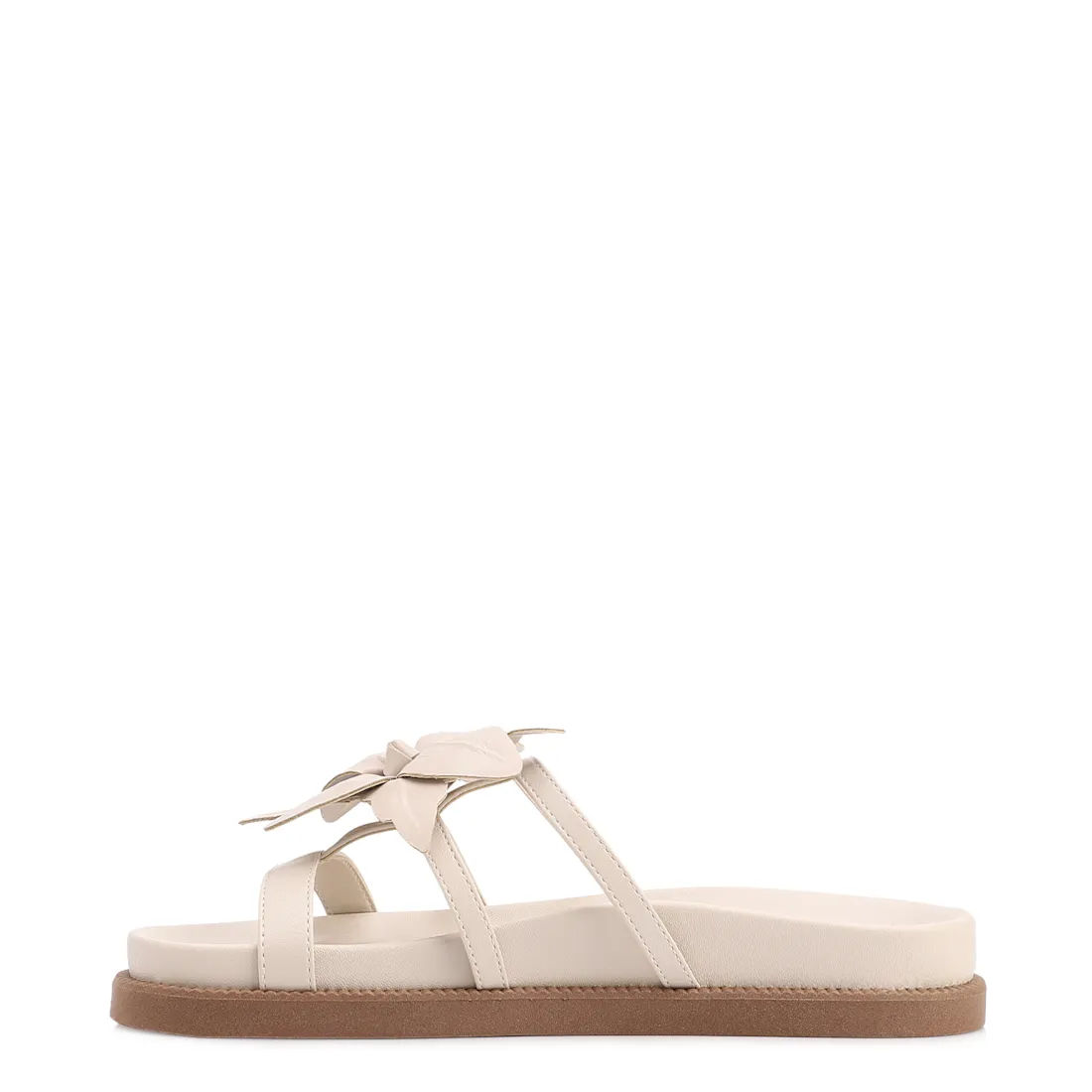 Papete Off White Alt/Couro Aplique Flor - foto 5