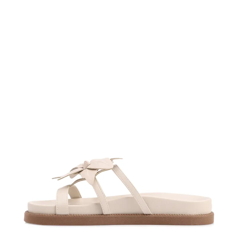 Papete Off White Alt/Couro Aplique Flor - foto 5