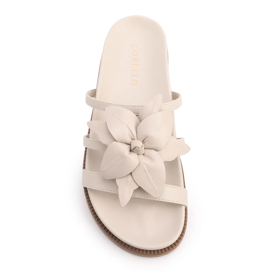 Papete Off White Alt/Couro Aplique Flor - foto 6