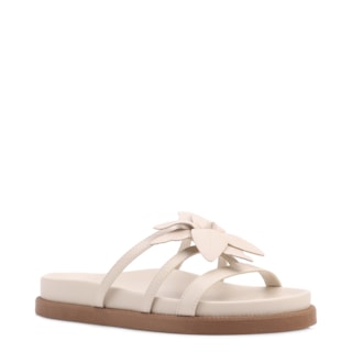 Off White Alt/couro aplique Flor