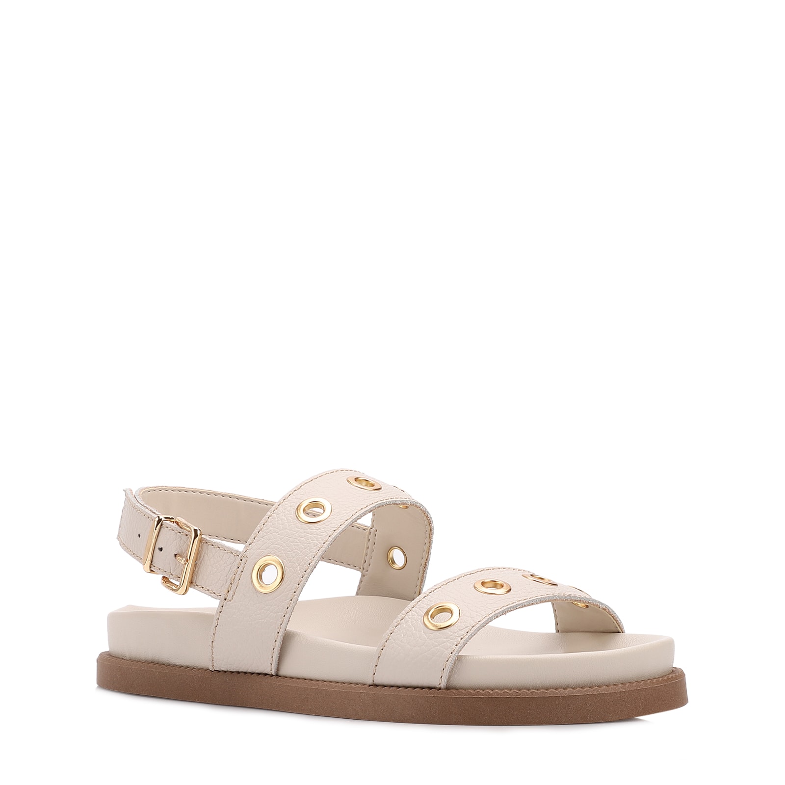 Papete Off White Couro Antique Ilhós Dourado