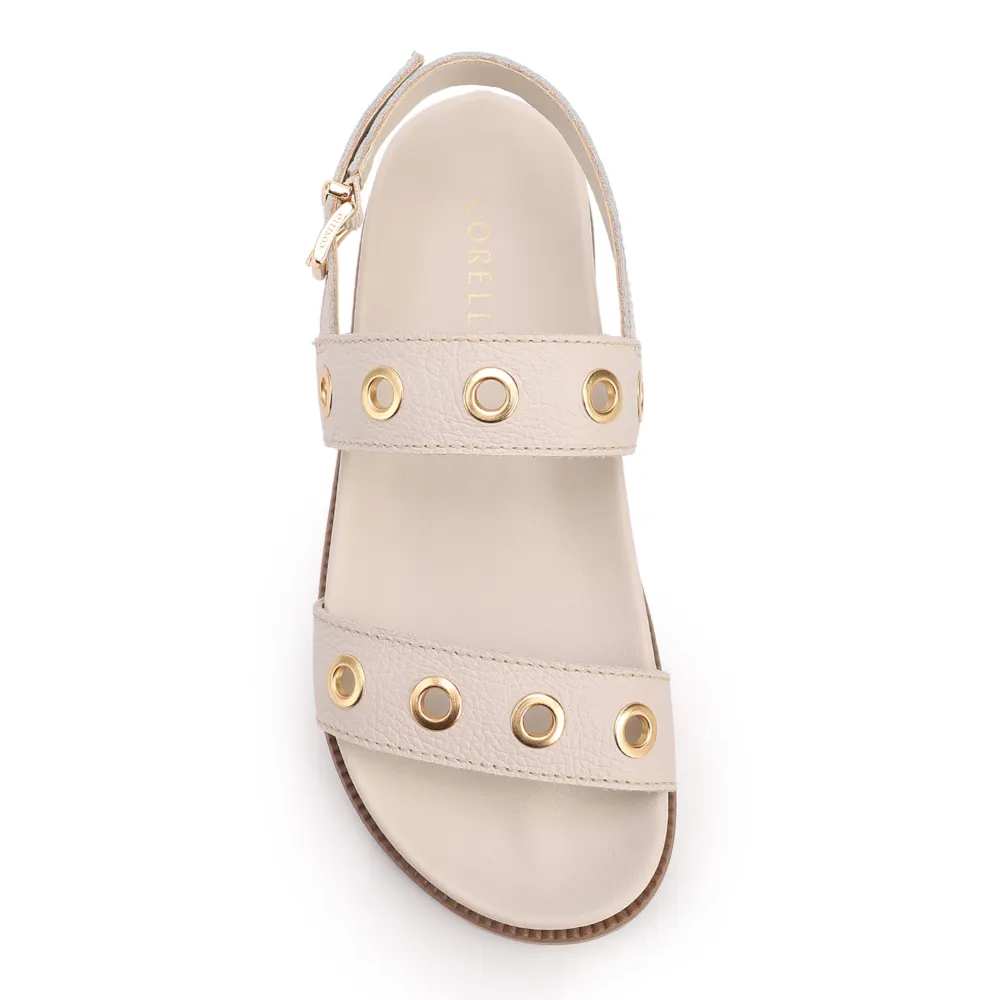 Papete Off White Couro Antique Ilhós Dourado - imagem 2