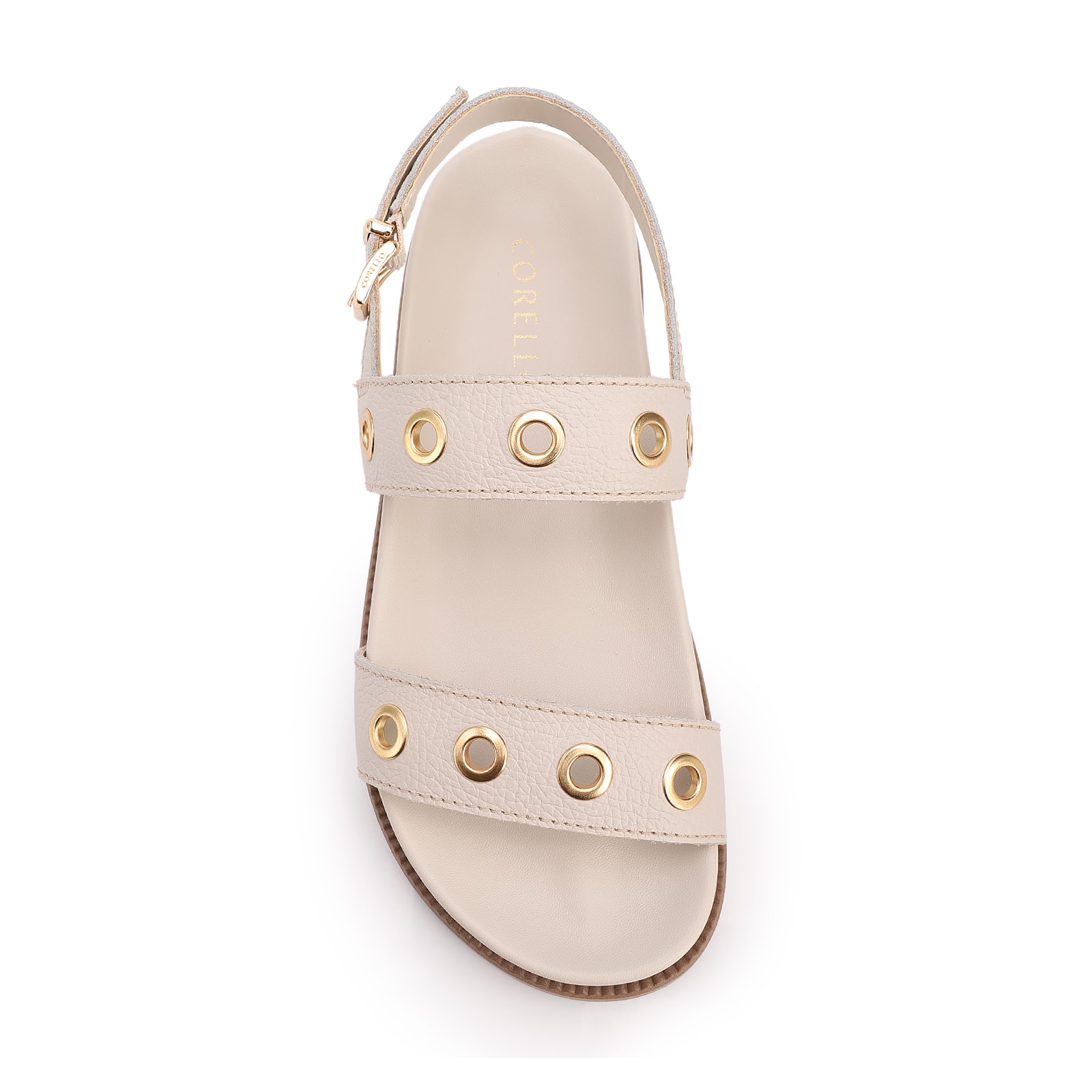 Papete Off White Couro Antique Ilhós Dourado