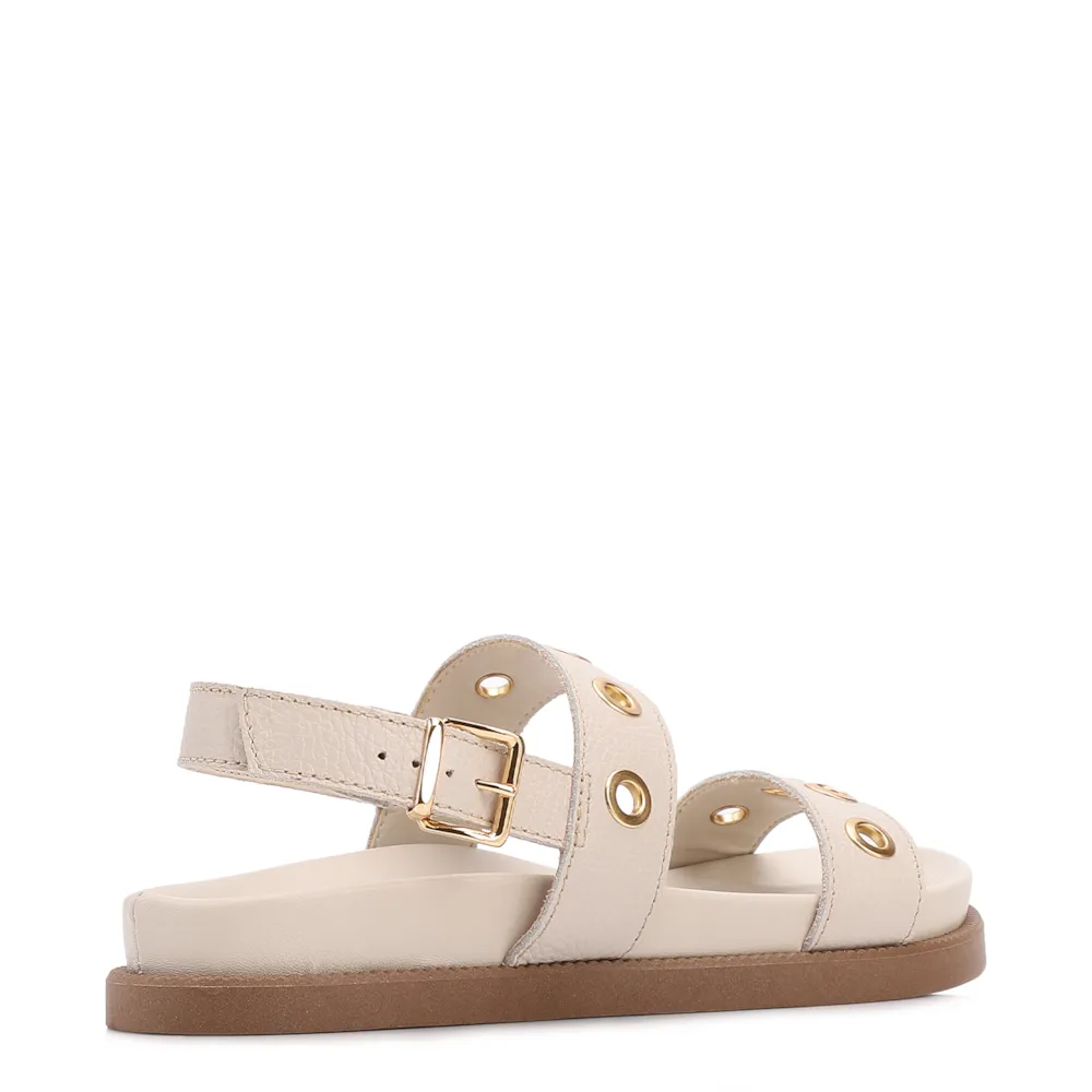 Papete Off White Couro Antique Ilhós Dourado - imagem 4