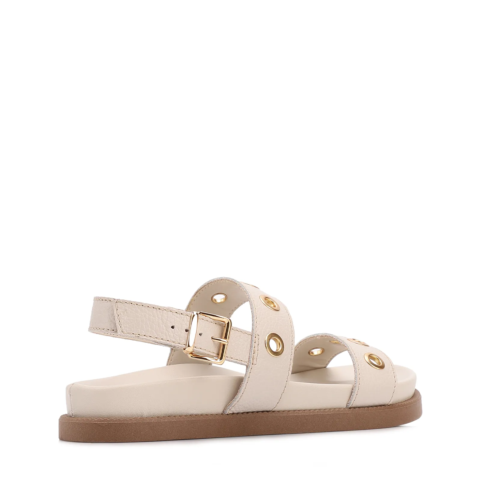 Papete Off White Couro Antique Ilhós Dourado