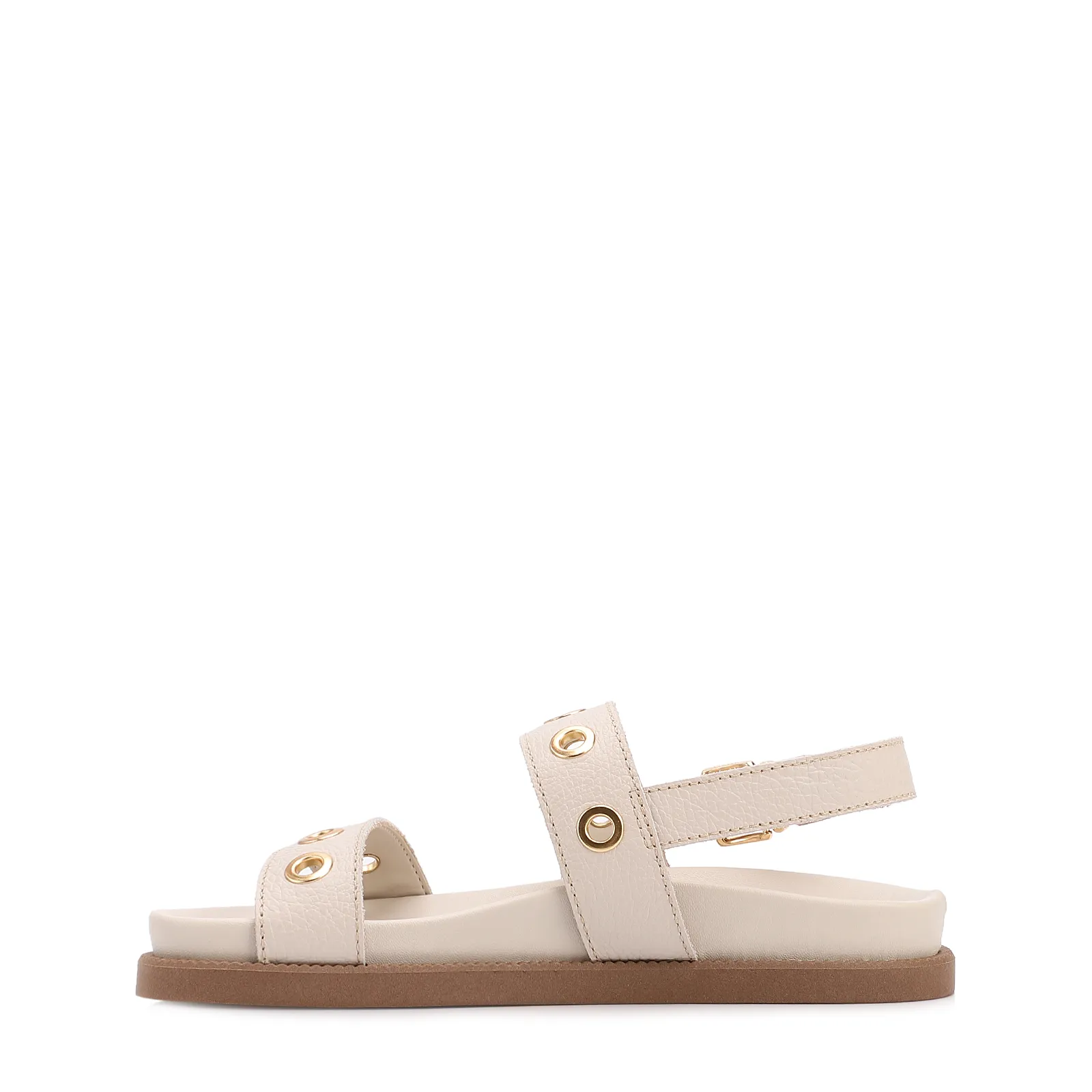 Papete Off White Couro Antique Ilhós Dourado