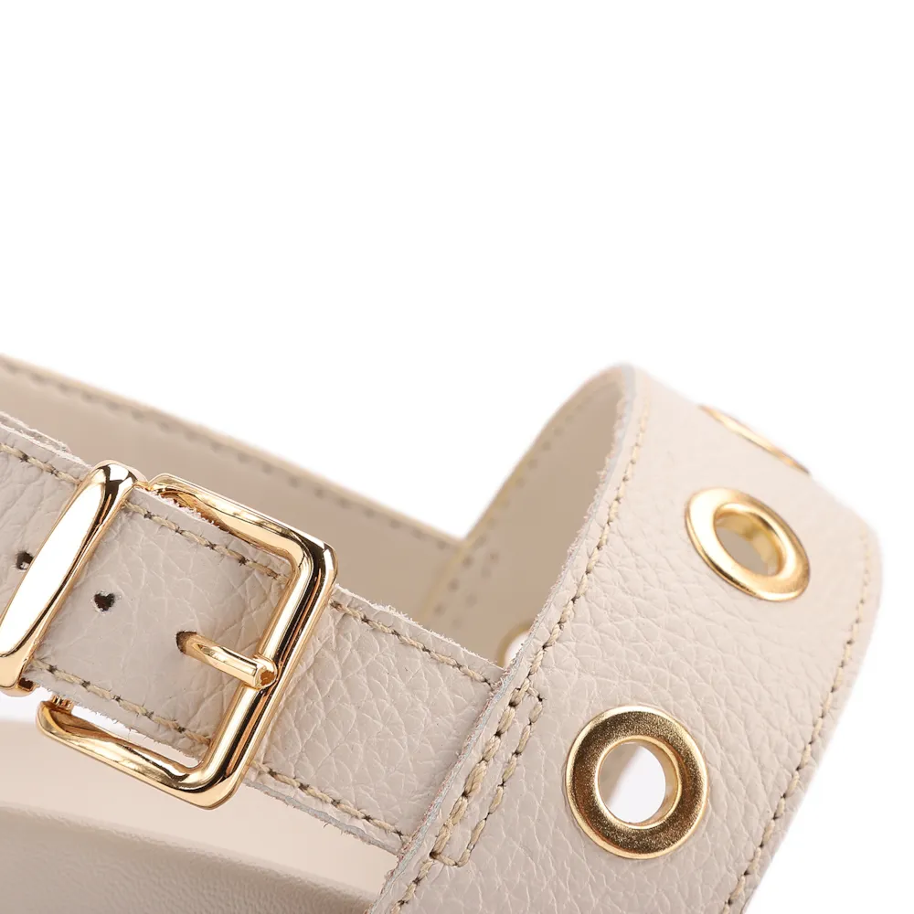 Papete Off White Couro Antique Ilhós Dourado - imagem 8