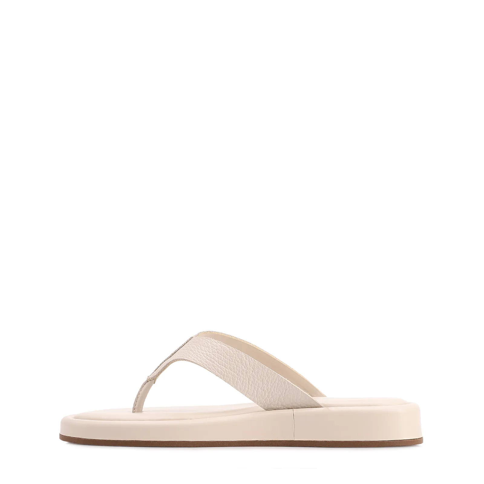 Papete Off White Couro Antique Tiras Transpassadas