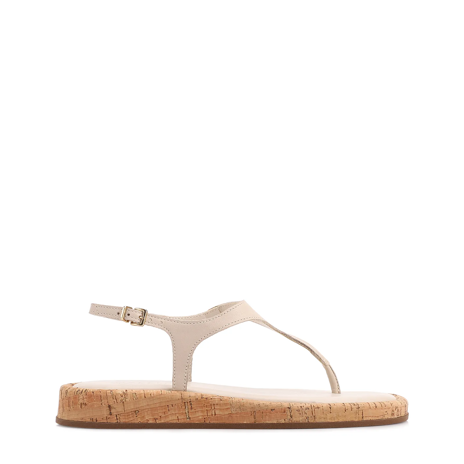 Papete Off White Couro Cortiça Fivela