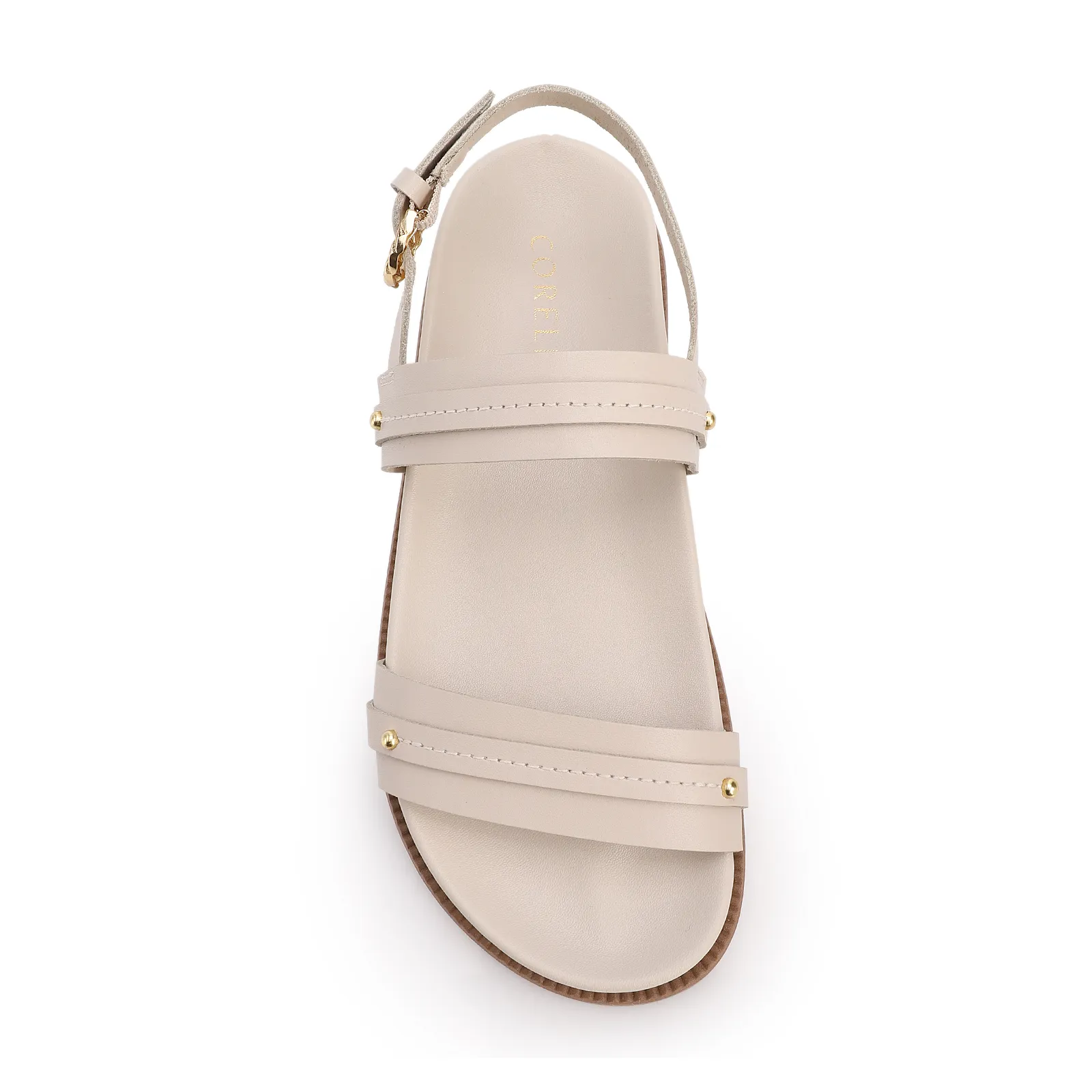 Papete Off White Couro Fivela Tornozelo
