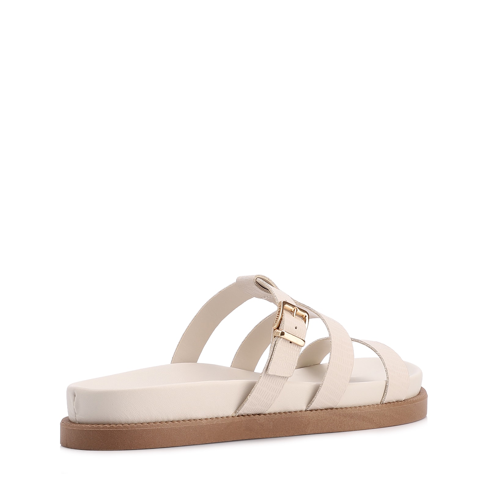 Papete Off White Couro Lezard Tiras Fivela
