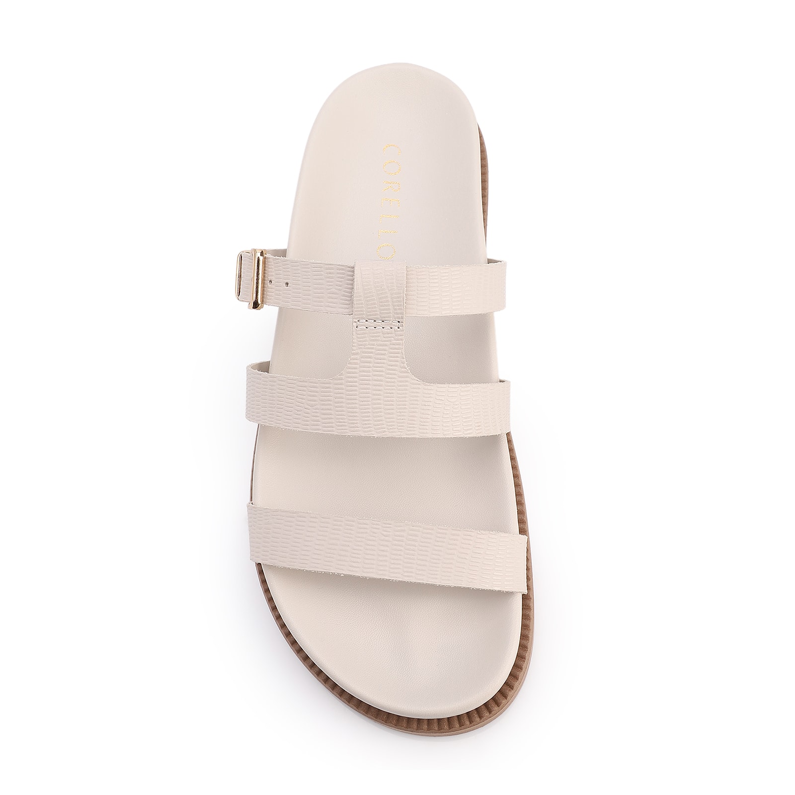 Papete Off White Couro Lezard Tiras Fivela