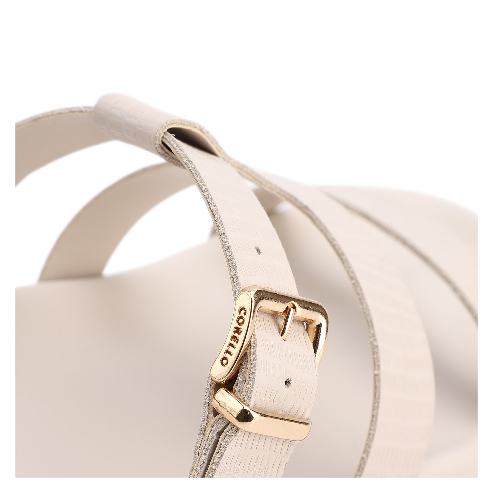 Papete Off White Couro Lezard Tiras Fivela