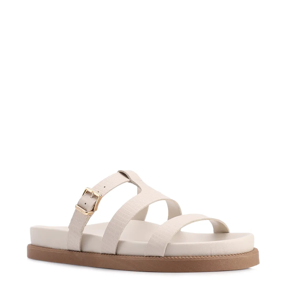 Papete Off White Couro Lezard Tiras Fivela