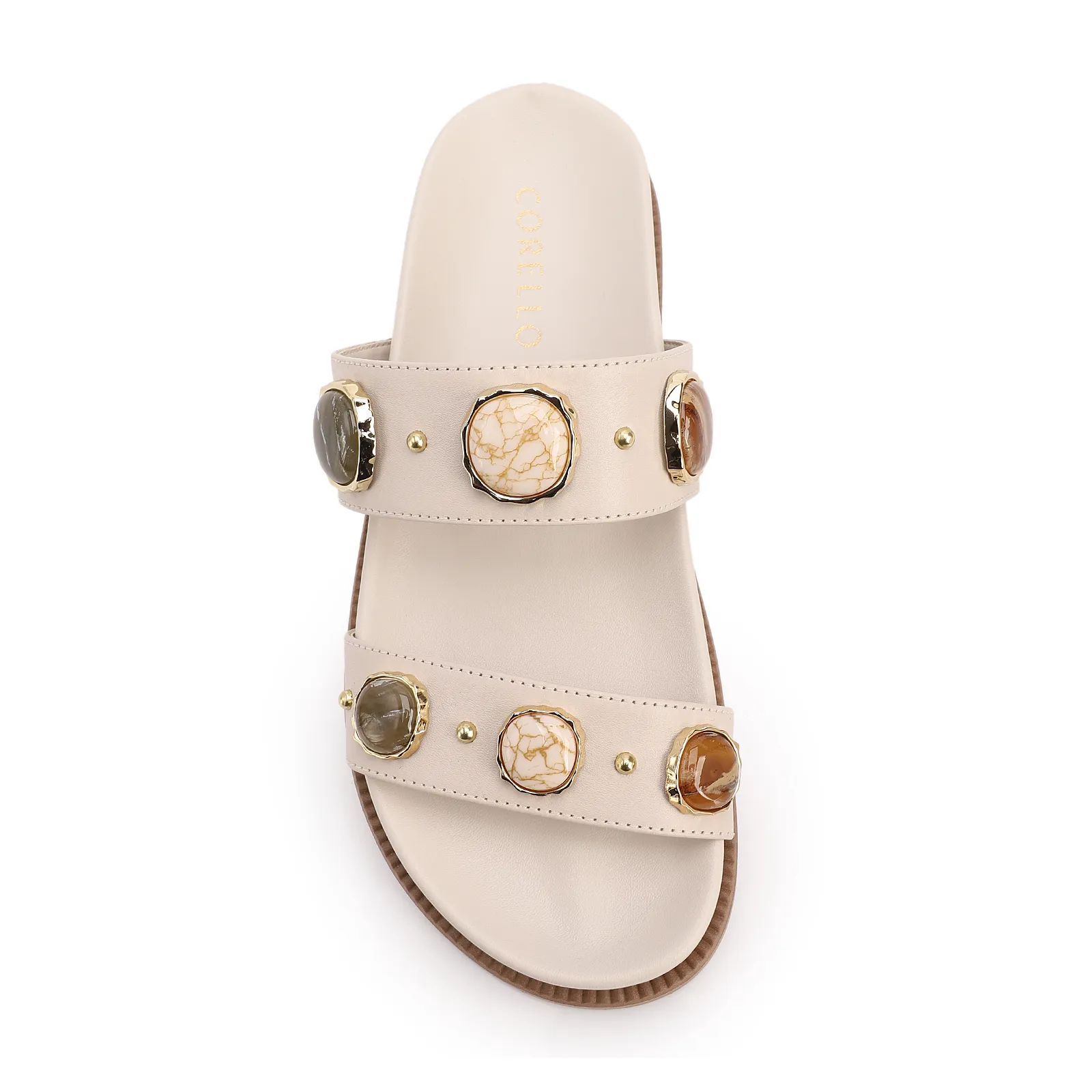 Papete Off White Couro Pedras