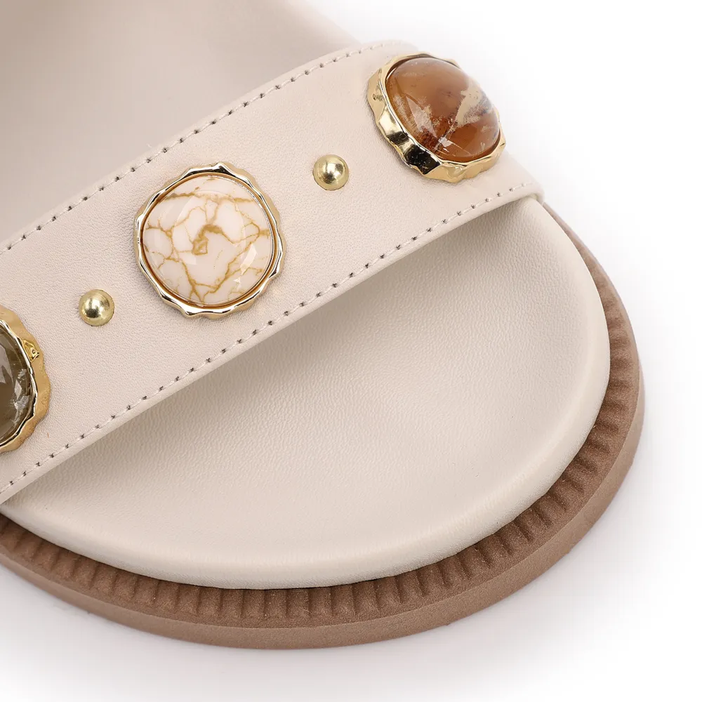 Papete Off White Couro Pedras - imagem 6