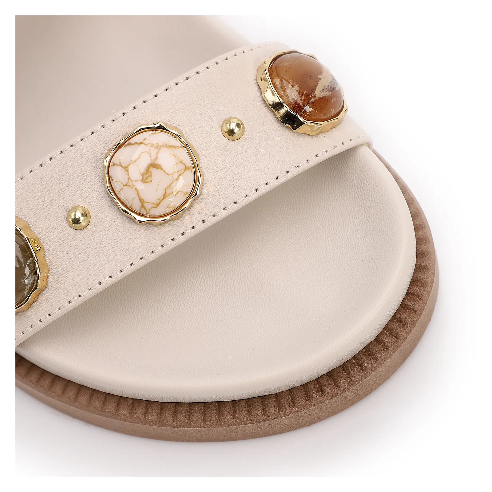 Papete Off White Couro Pedras
