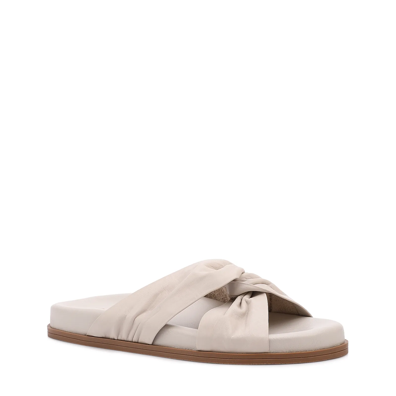 Papete Off White Couro Tiras Torcidas