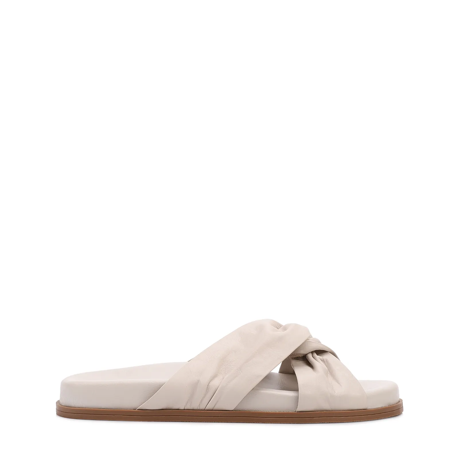Papete Off White Couro Tiras Torcidas