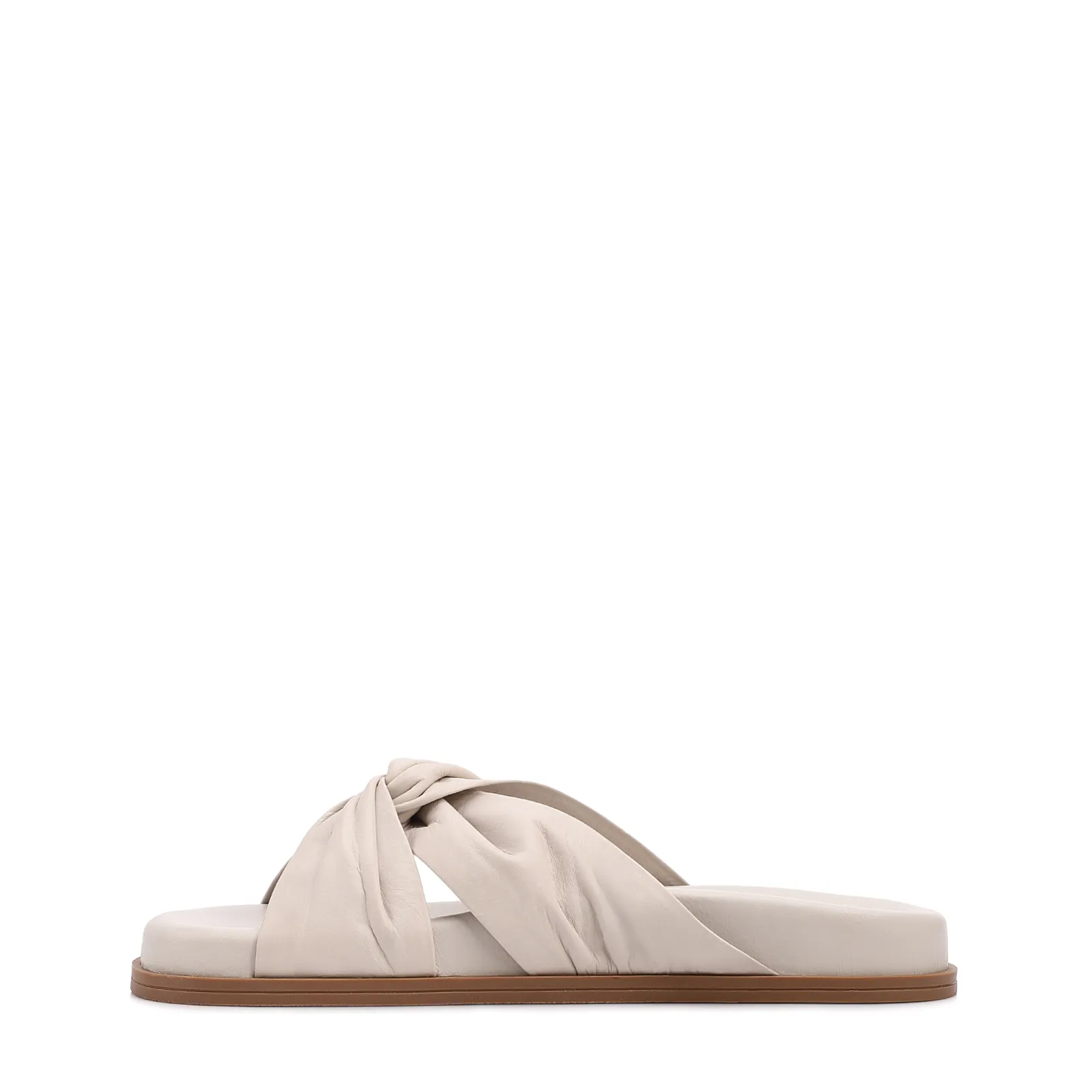 Papete Off White Couro Tiras Torcidas