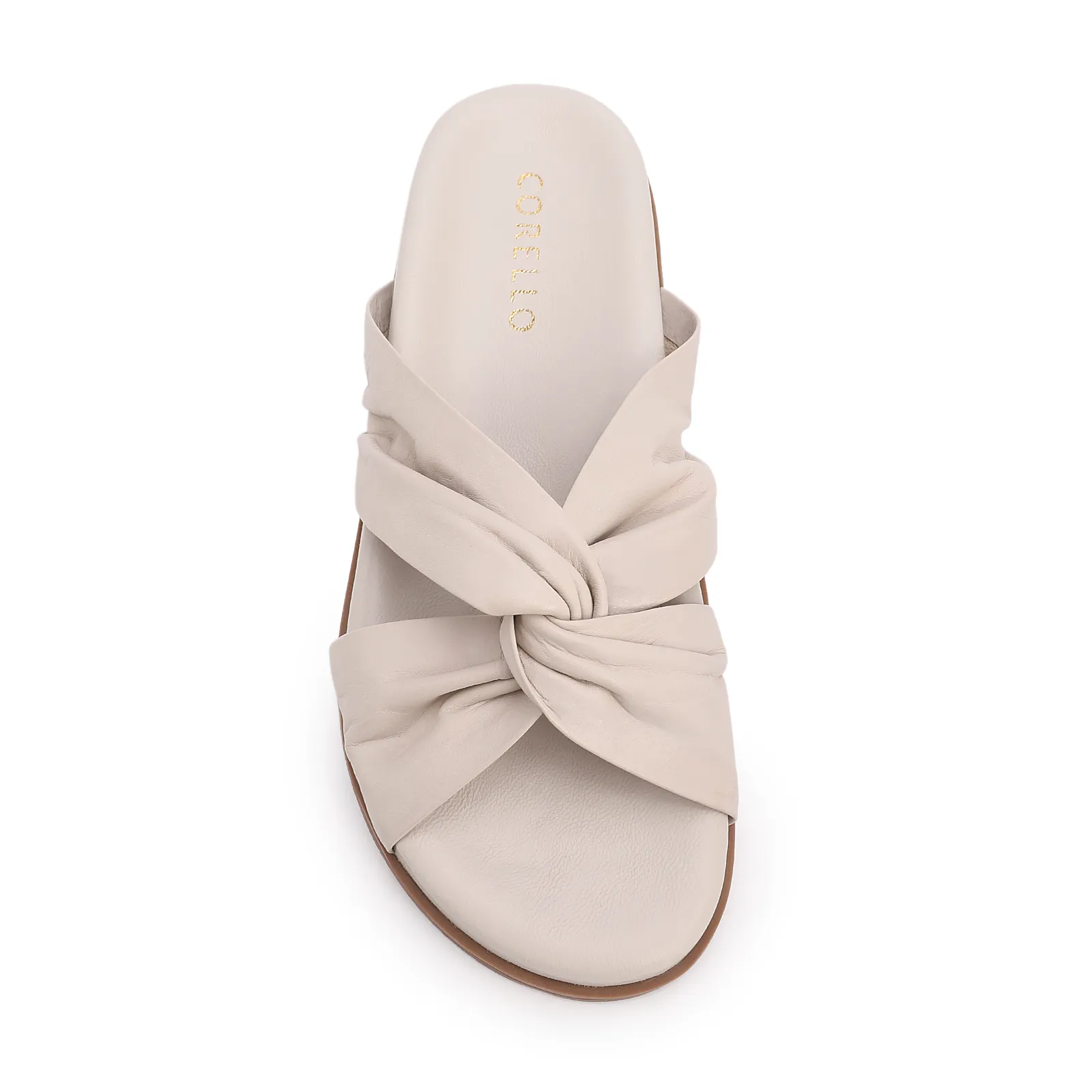 Papete Off White Couro Tiras Torcidas
