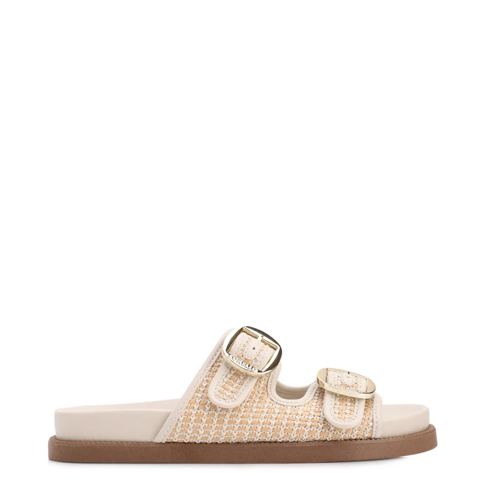 Papete Off White Ráfia/Alt Tarmada Off White Fivela Dourada - imagem 2