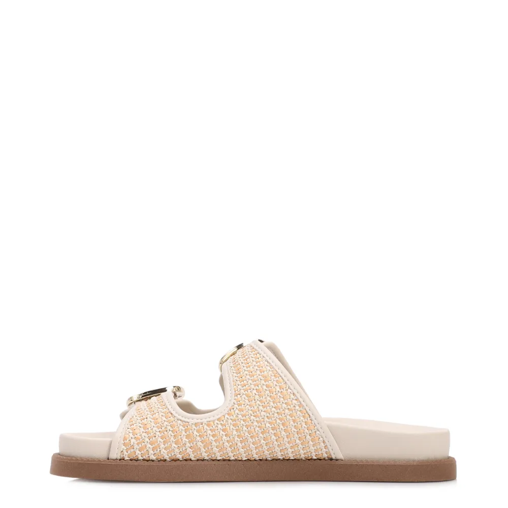 Papete Off White Ráfia/Alt Tarmada Off White Fivela Dourada - imagem 4