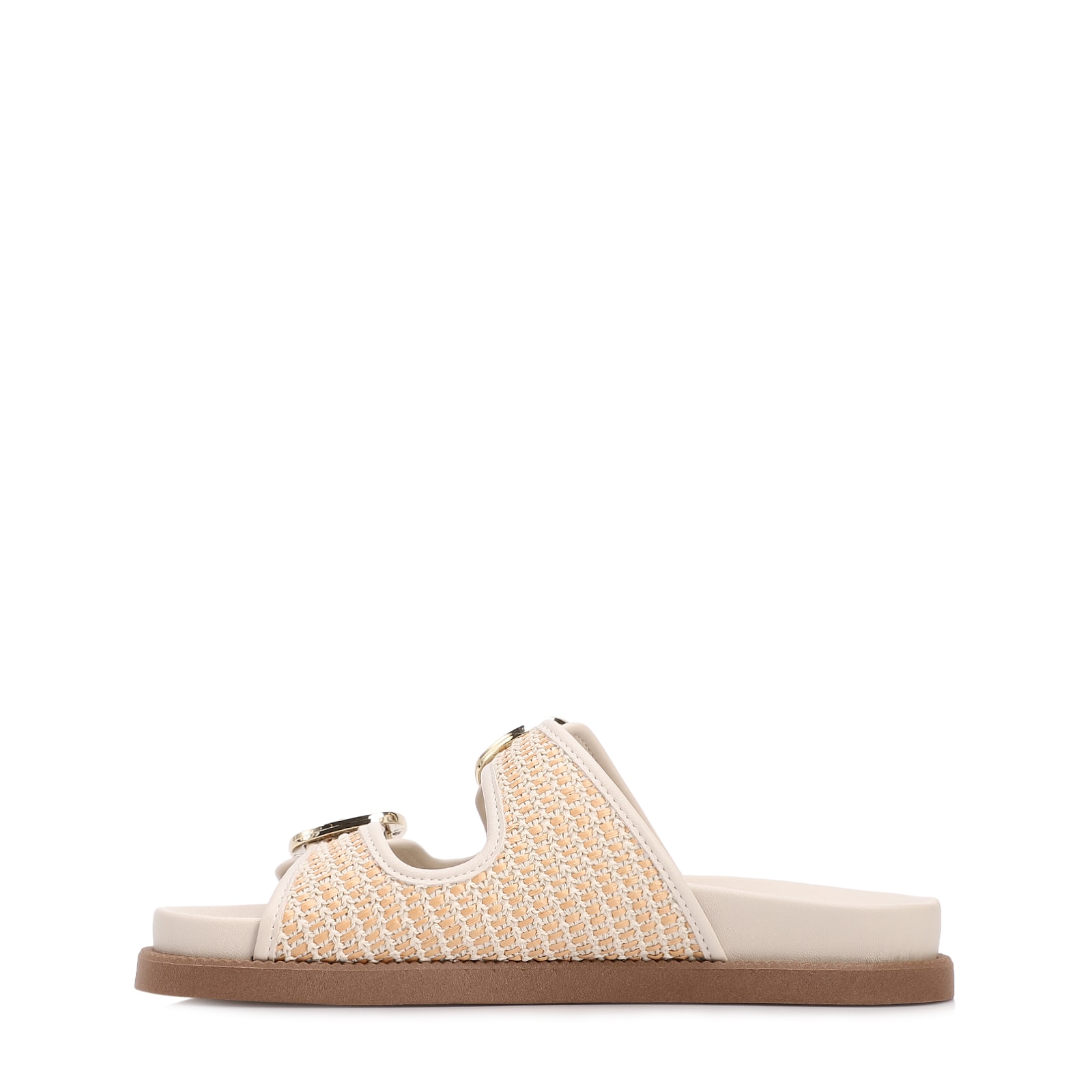 Papete Off White Ráfia/Alt Tarmada Off White Fivela Dourada