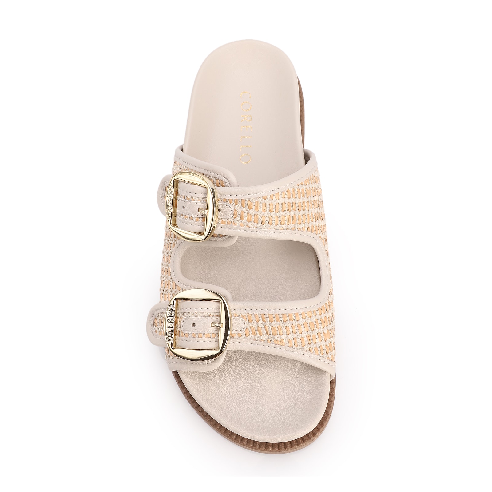 Papete Off White Ráfia/Alt Tarmada Off White Fivela Dourada