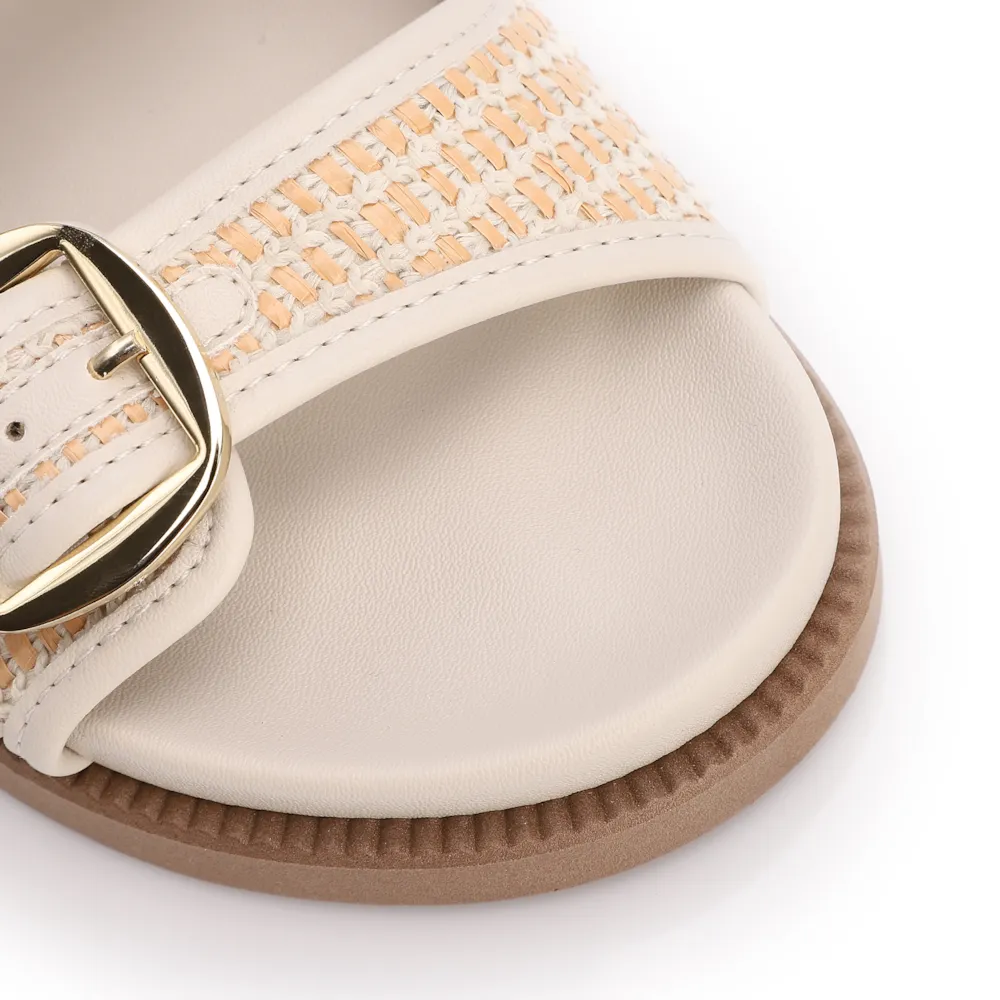 Papete Off White Ráfia/Alt Tarmada Off White Fivela Dourada - imagem 6