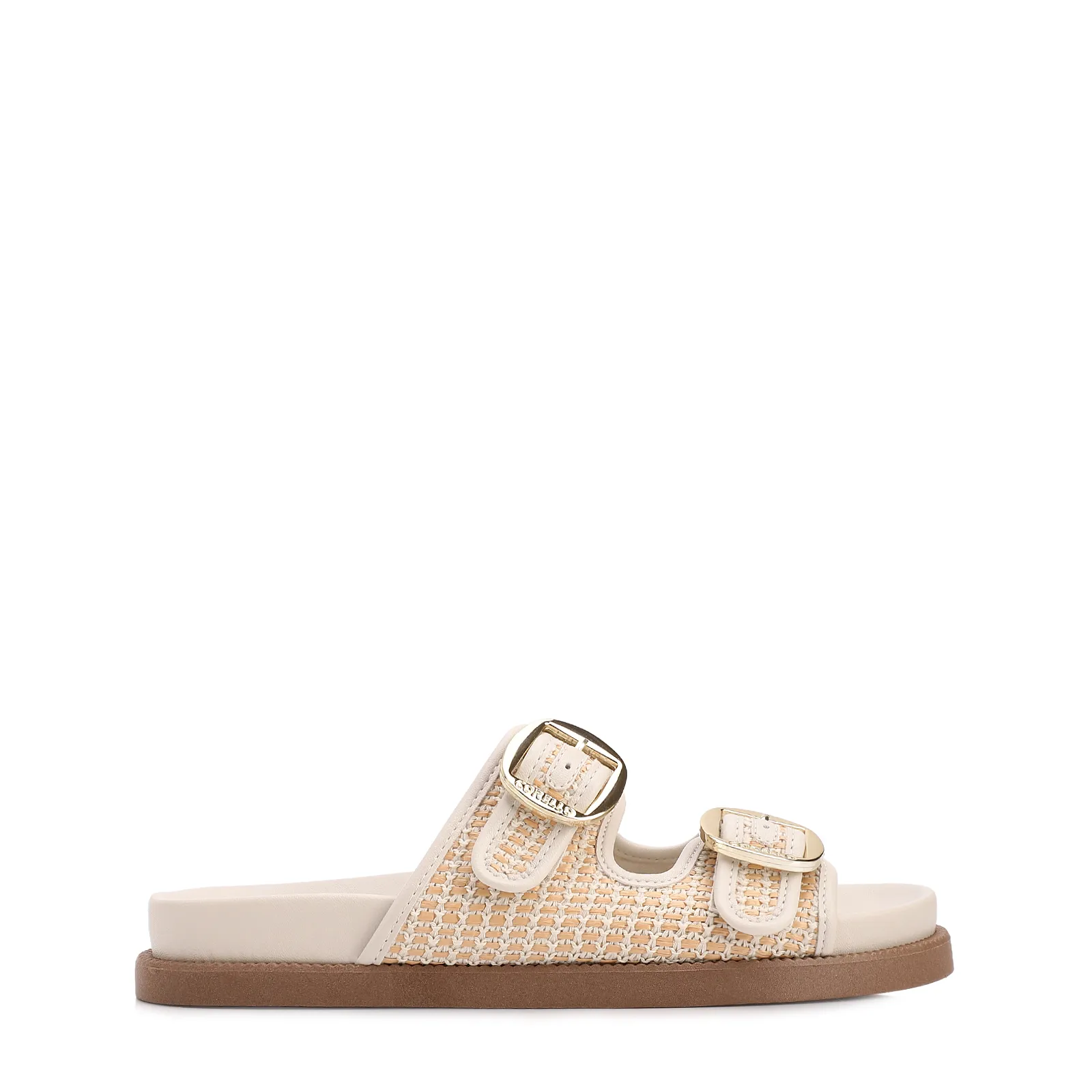 Papete Off White Ráfia/Alt Tarmada Off White Fivela Dourada
