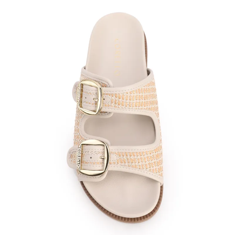 Papete Off White Ráfia/Alt Tarmada Off White Fivela Dourada - foto 6