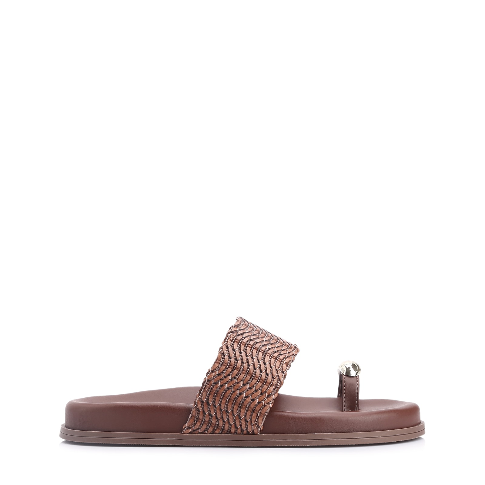 Papete Toe Ring Alt Tramado Marrom