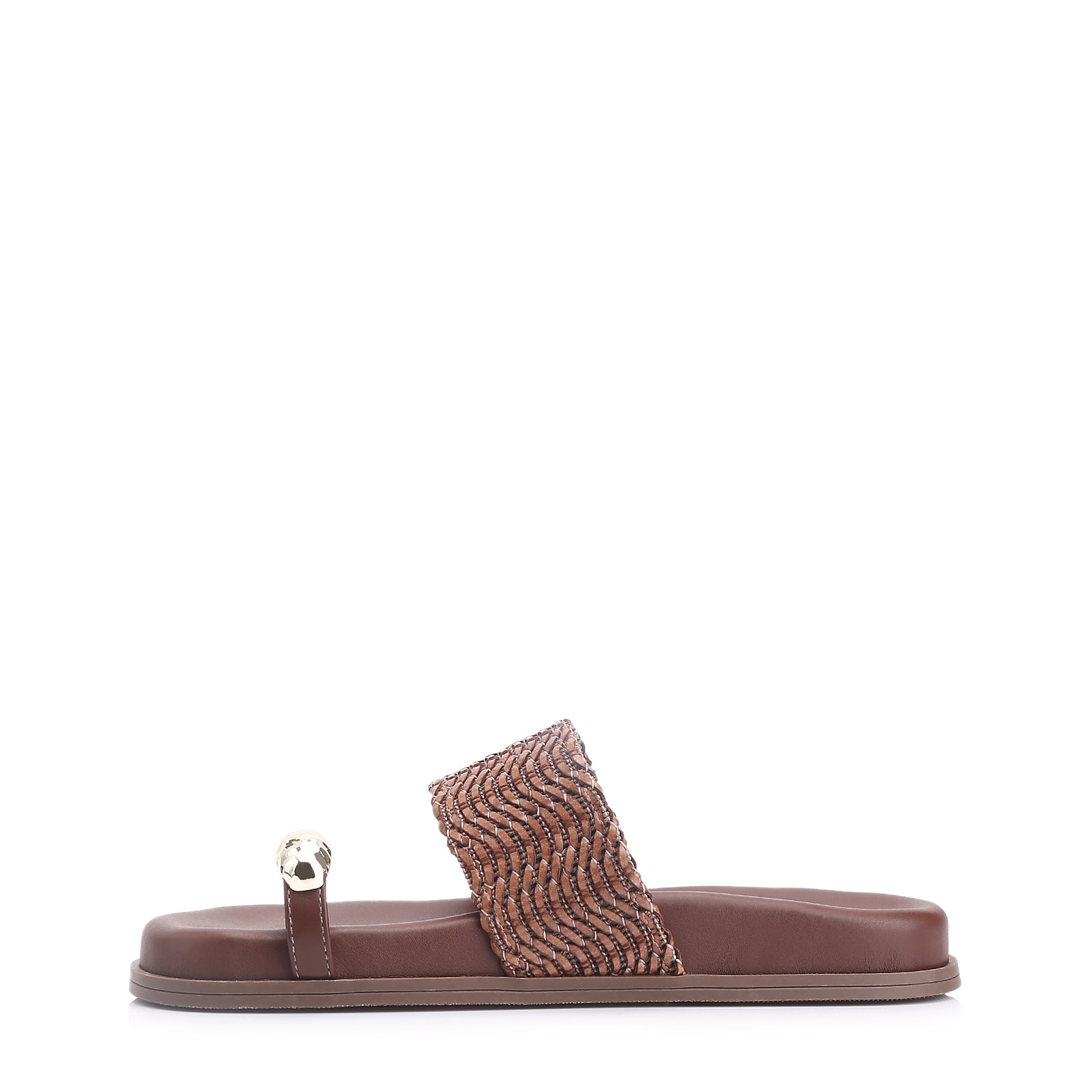 Papete Toe Ring Alt Tramado Marrom