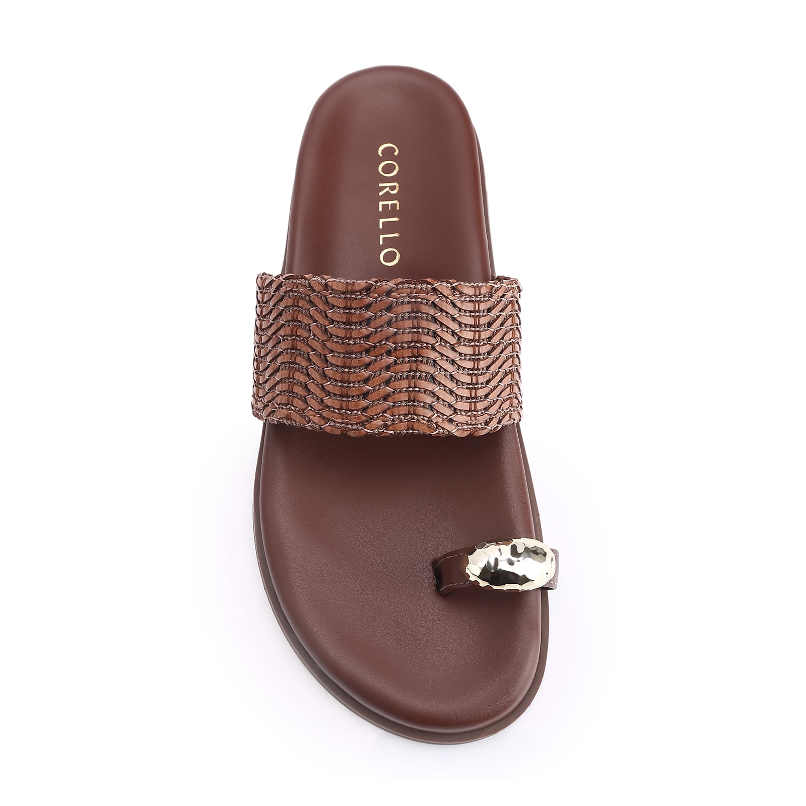 Papete Toe Ring Alt Tramado Marrom