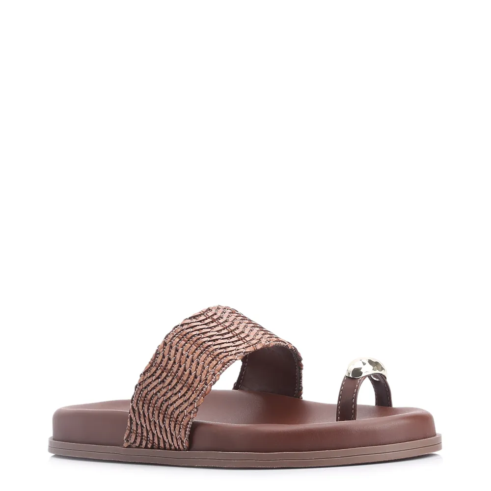 Papete Toe Ring Alt Tramado Marrom