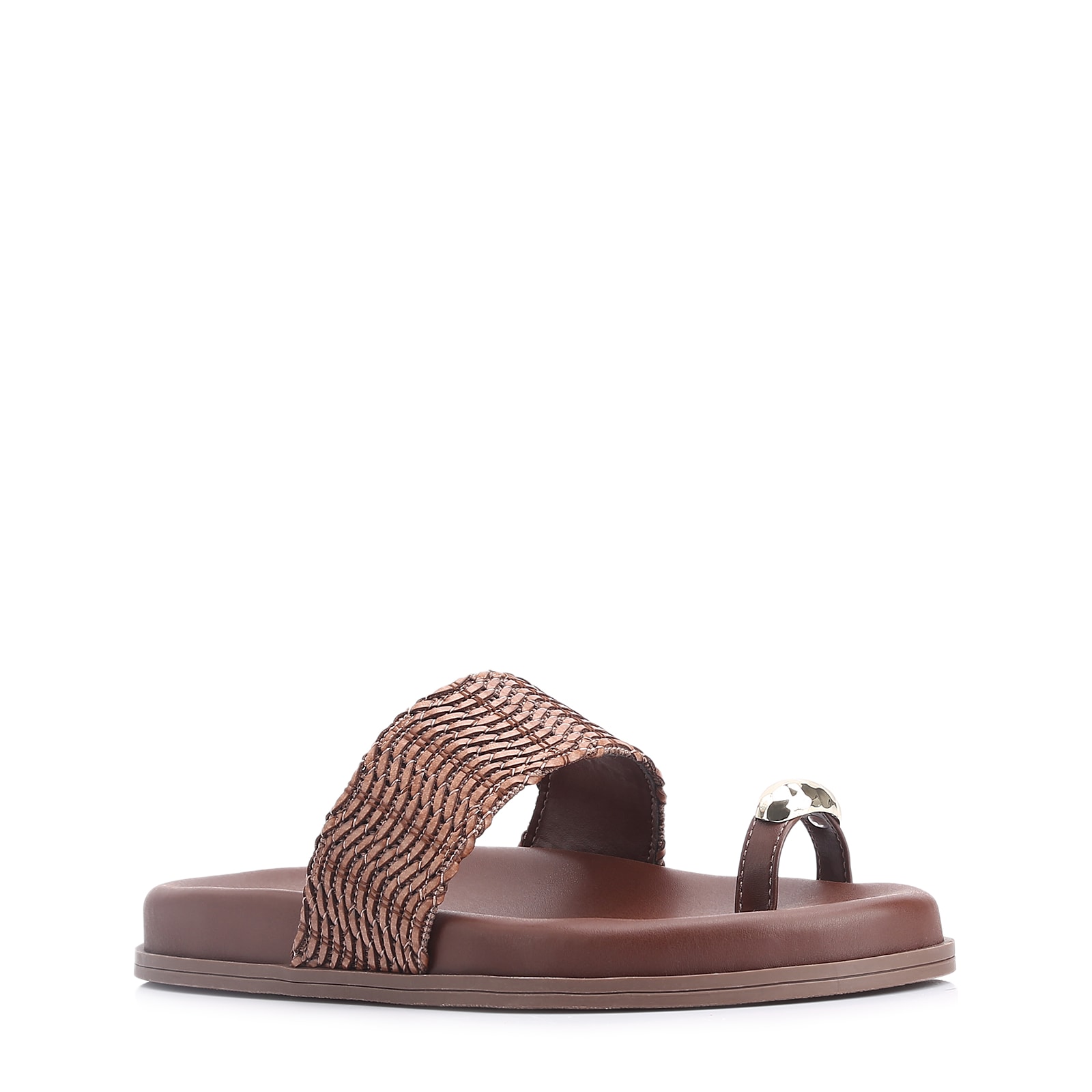 Papete Toe Ring Alt Tramado Marrom