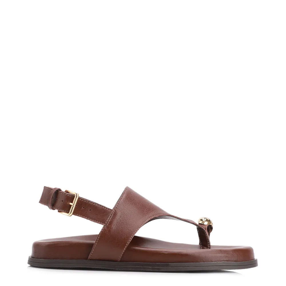 Papete Toe Ring Couro Marrom - imagem 3