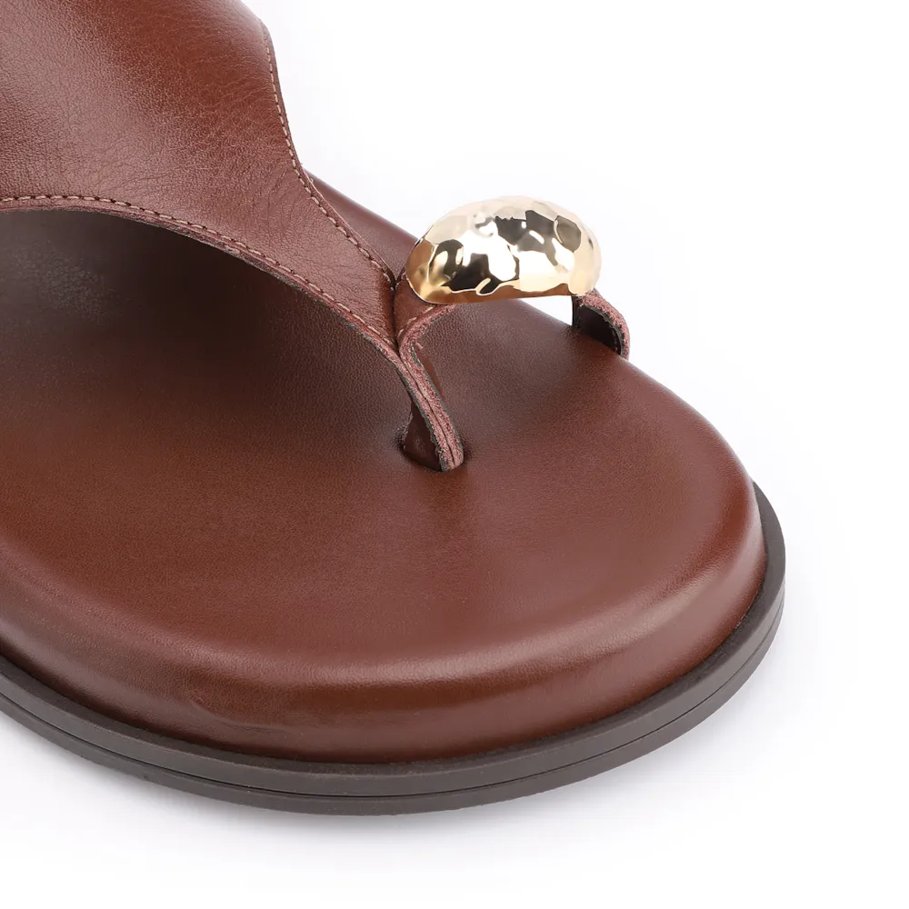 Papete Toe Ring Couro Marrom - imagem 7