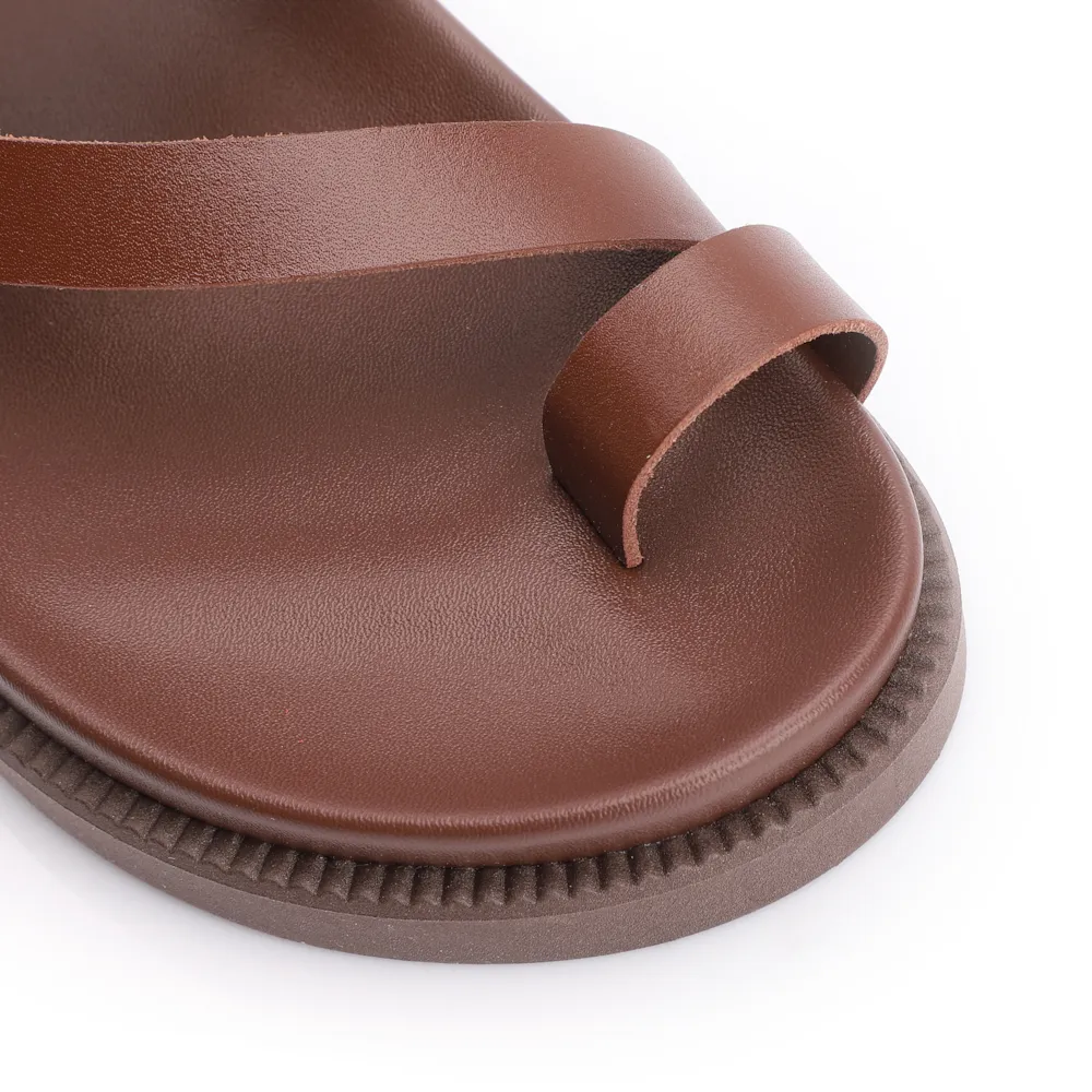 Papete Toe Ring Couro Marrom - imagem 6