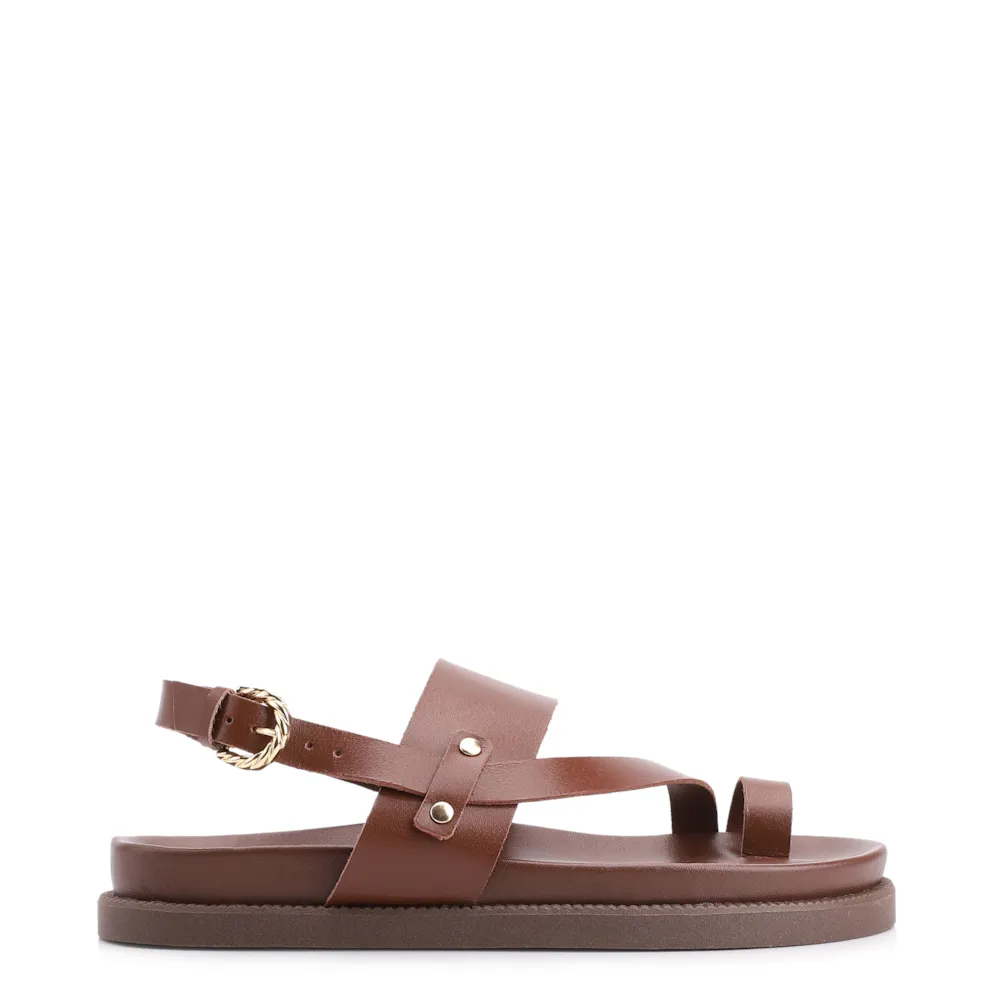 Papete Toe Ring Couro Marrom - imagem 2