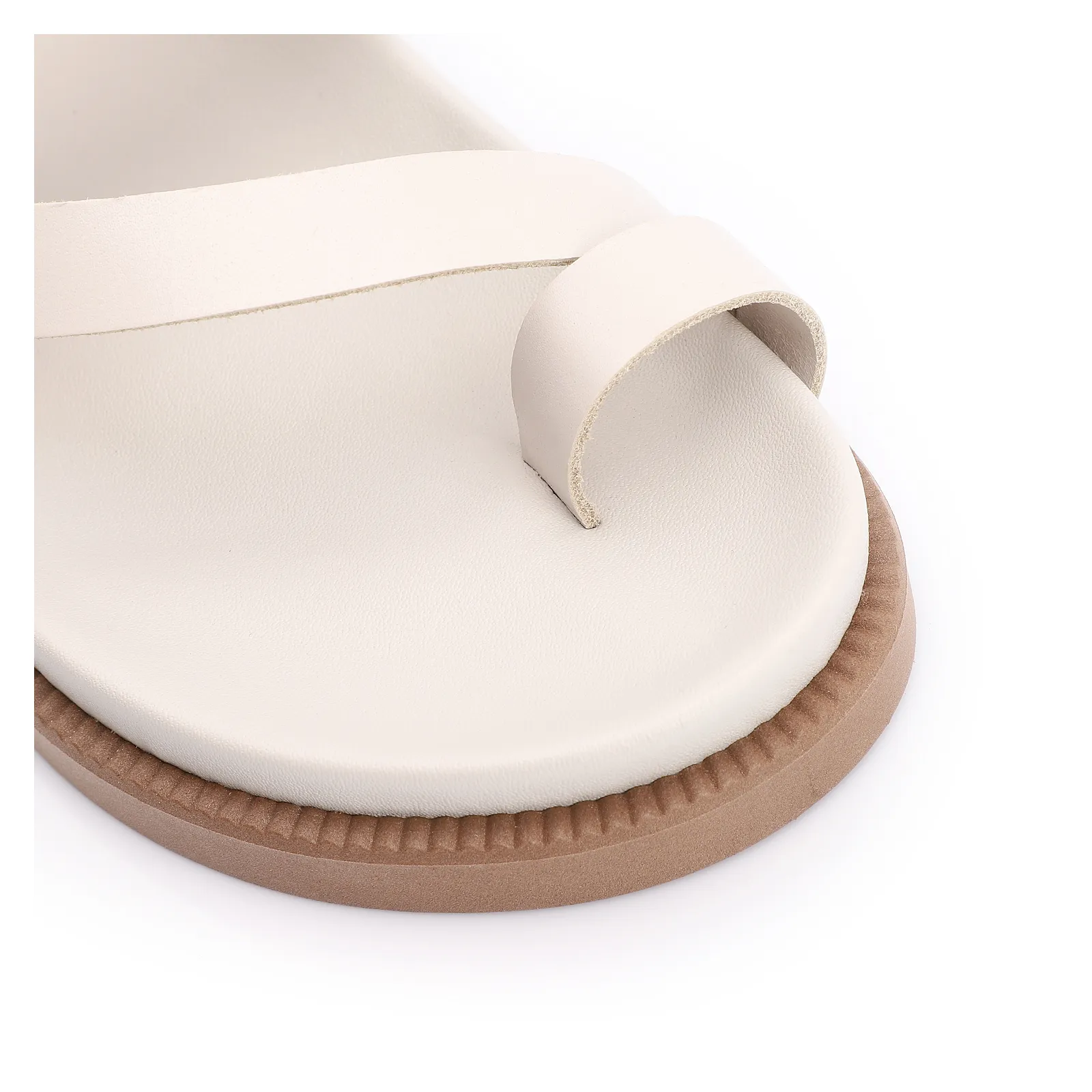 Papete Toe Ring Couro Off White