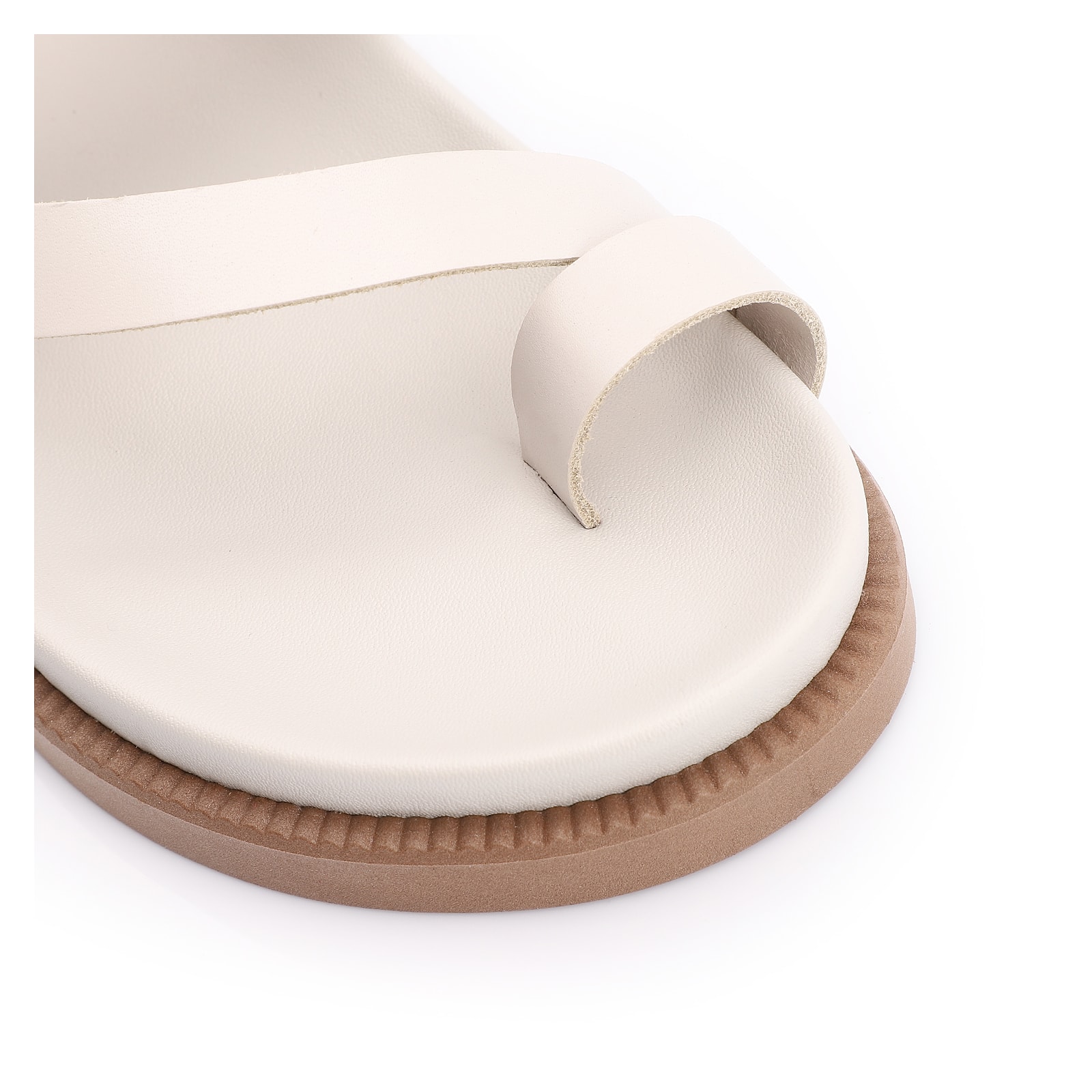 Papete Toe Ring Couro Off White